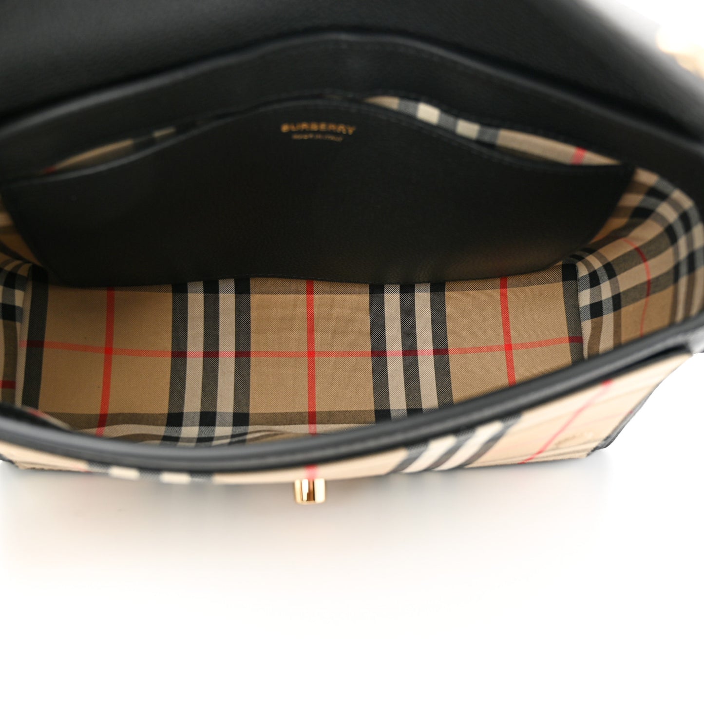 Grainy Calfskin Vintage Check Note Crossbody Bag Black