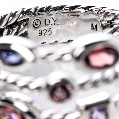 David Yurman Sterling Silver Amethyst Tourmaline Garnet Iolite Confetti 3 Row Ring 52 6 5 of 5