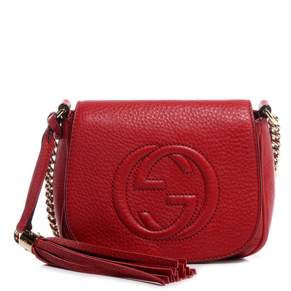 Gucci Pebbled Calfskin Small Soho Flap Crossbody Red 1 of 7