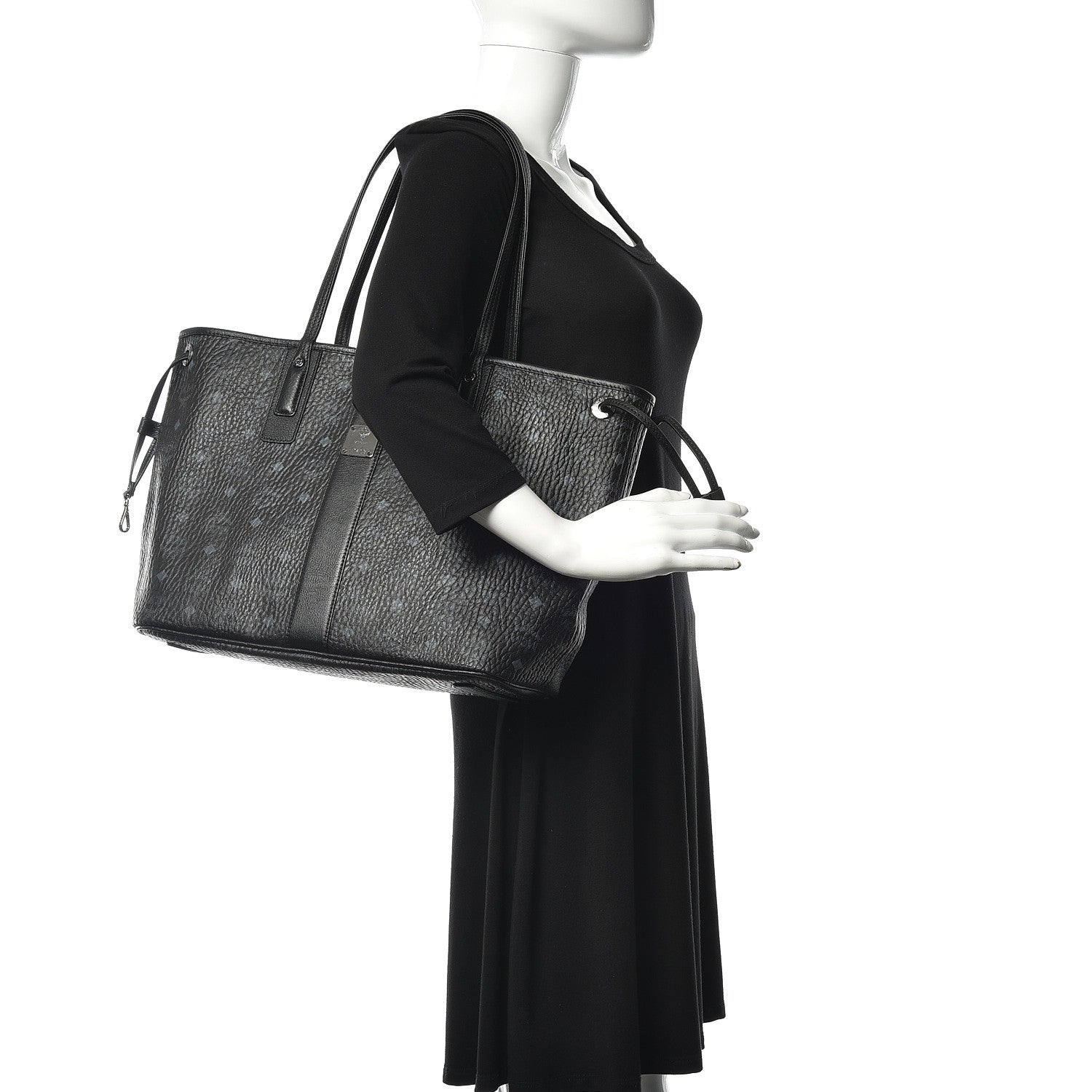 MCM Visetos Large Liz Reversible Shopper Tote Black 2 of 15