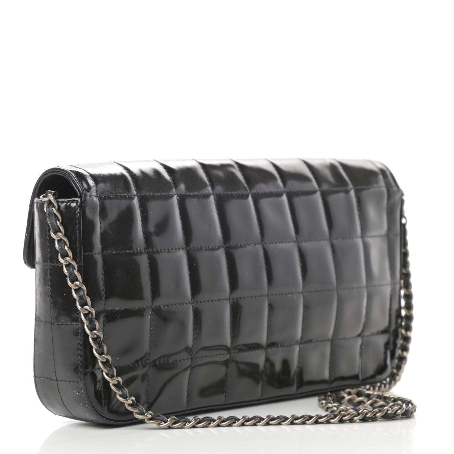 Chanel Patent Quilted East West Chocolate Bar Flap Black 3 of 14