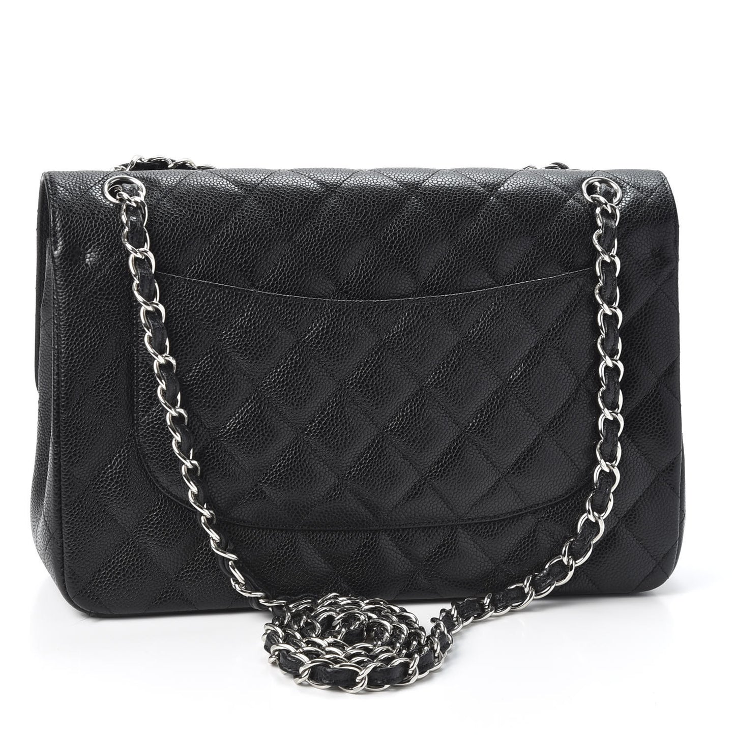 Caviar Quilted Jumbo Double Flap Black