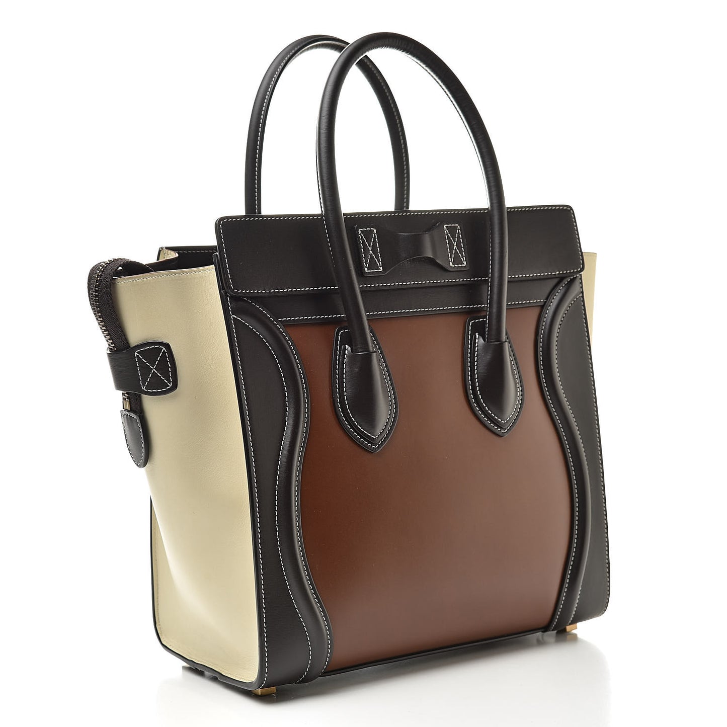 Smooth Calfskin Micro Tri-Color Luggage Chestnut