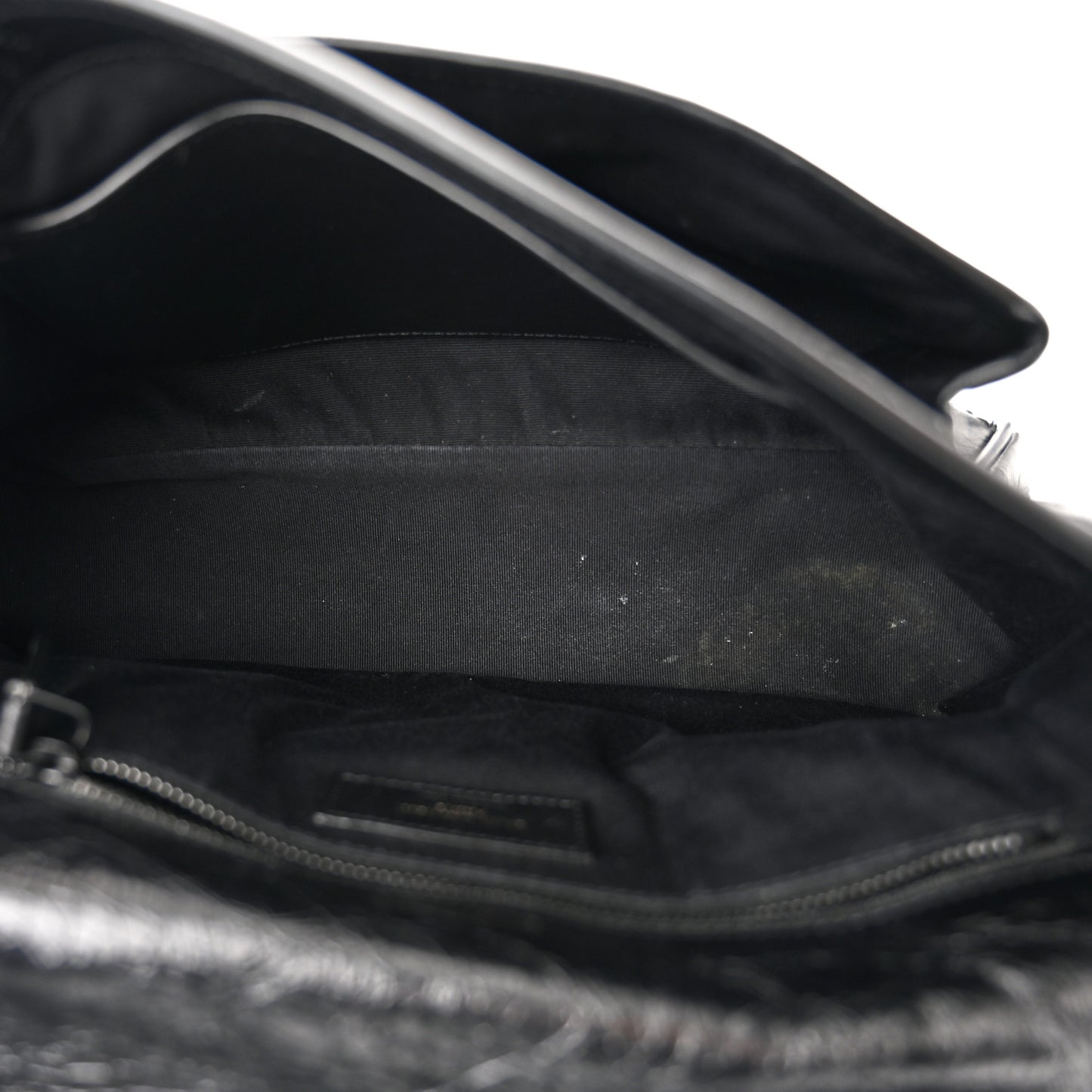 Crinkled Calfskin Matelasse Monogram Medium Niki Chain Satchel Black