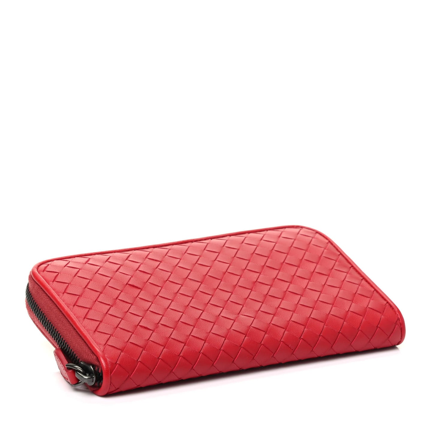 Nappa Intrecciato Zip Around Wallet China Red