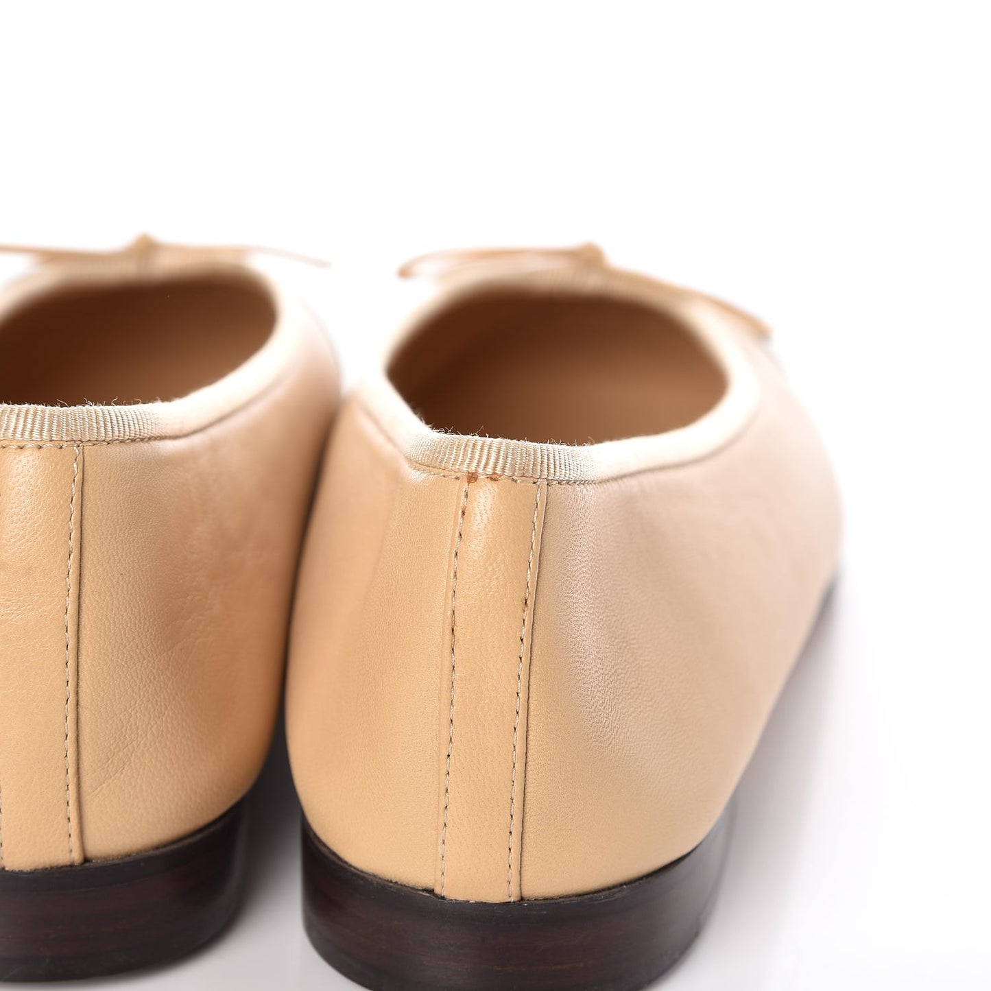 Lambskin CC Cap Toe Ballerina Flats 37.5 Beige Black
