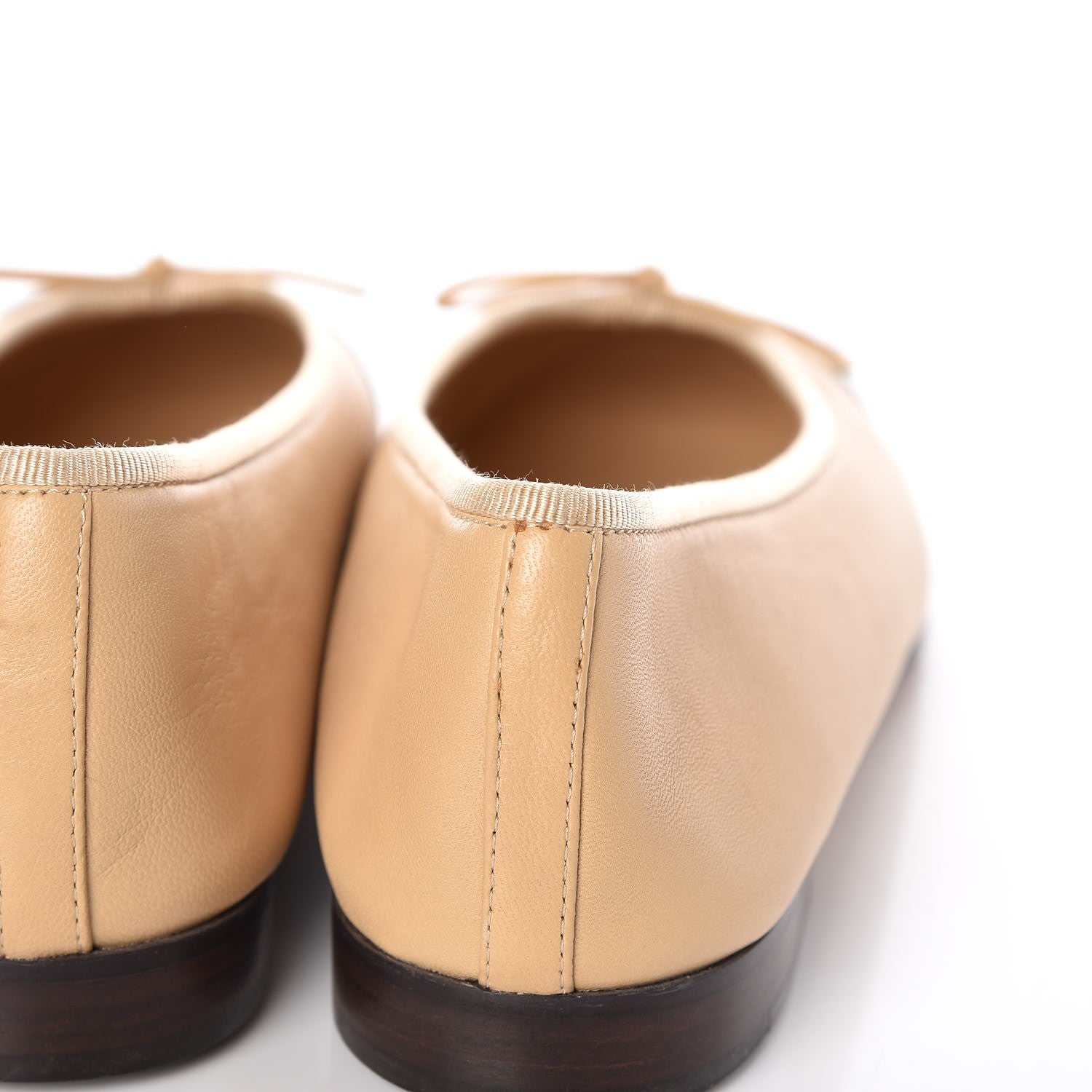 Chanel Lambskin CC Cap Toe Ballerina Flats 37.5 Beige Black 11 of 11