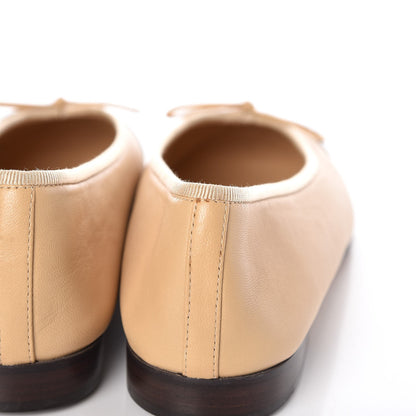 Chanel Lambskin CC Cap Toe Ballerina Flats 37.5 Beige Black 11 of 11