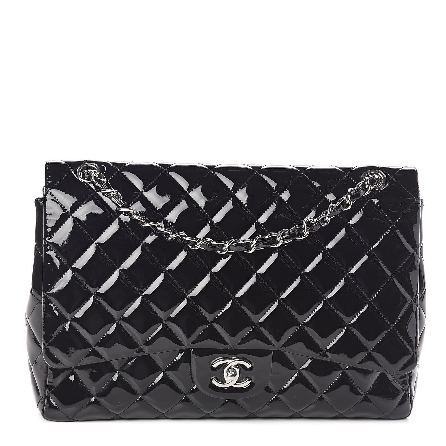 Chanel Patent Quilted Maxi Single Flap Black 1 of 10