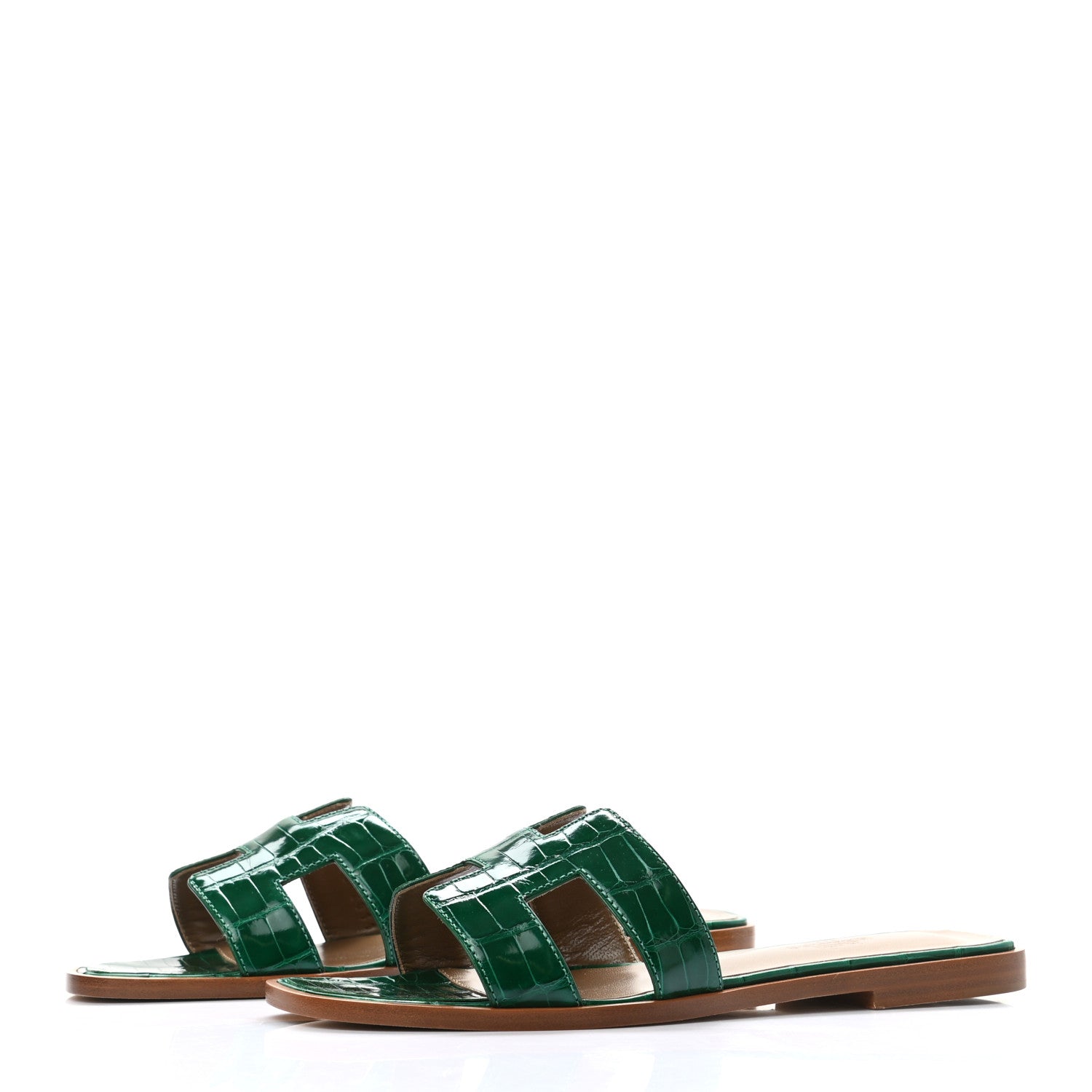 Hermes Shiny Alligator Oran Sandals 36 Emeraude 3 of 9