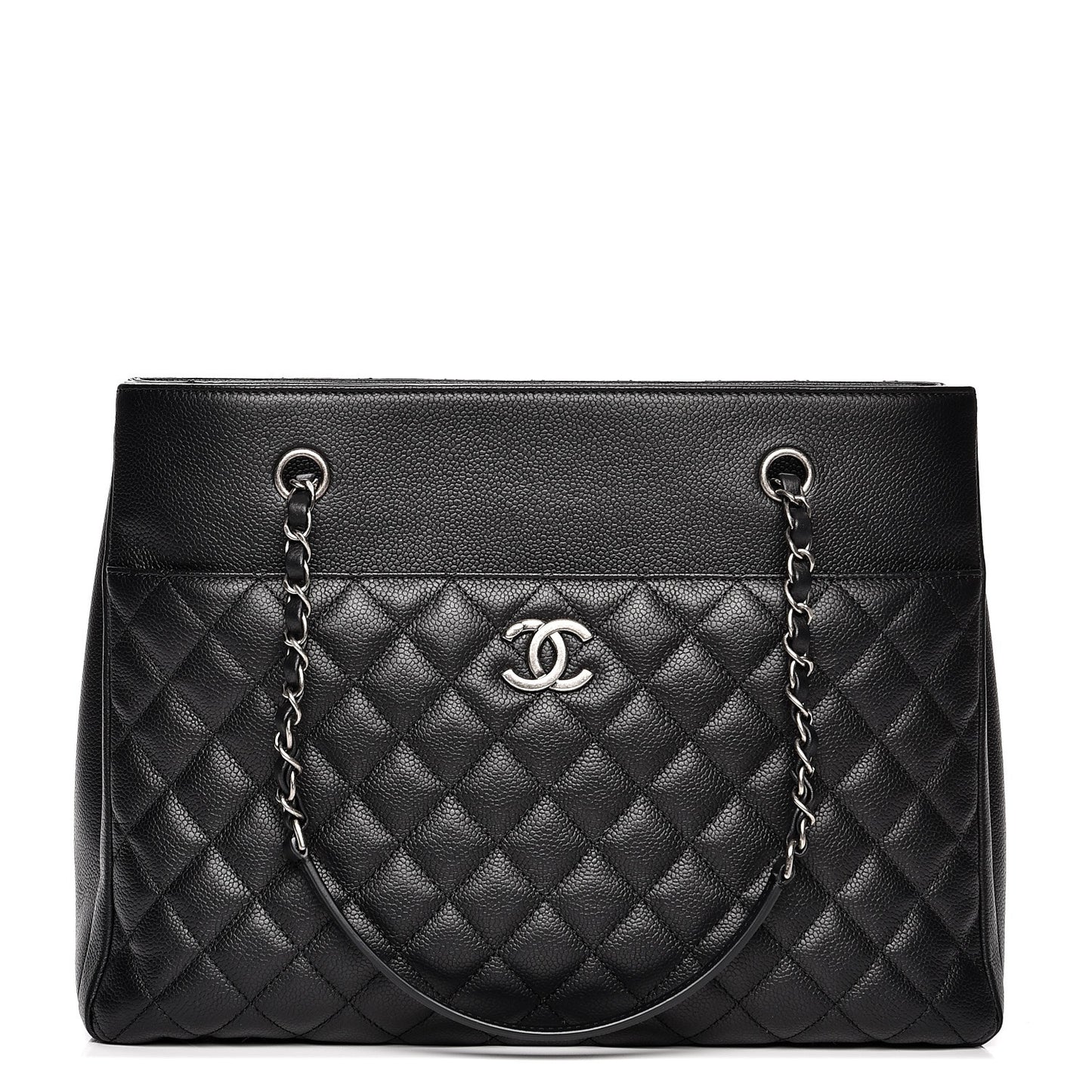 Caviar Quilted Urban Companion Shopping Tote Black
