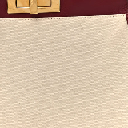 Fendi Canvas Calfskin Crocodile Embossed Medium Peekaboo Iconic Satchel Grezzo Barolo Bubblegum 8 of 17