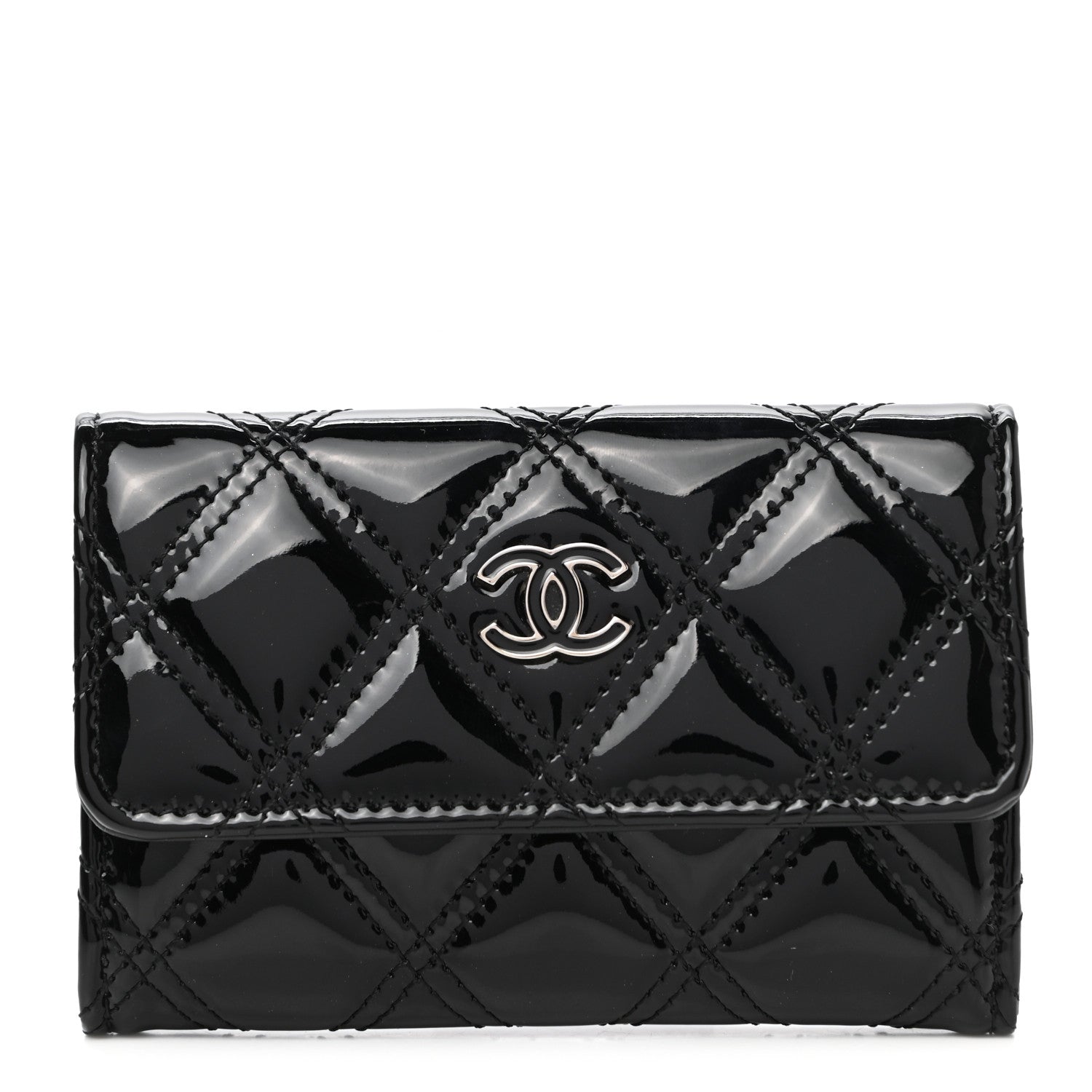 Chanel Patent Quilted Flap Card Holder Black 1 of 8