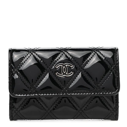 Chanel Patent Quilted Flap Card Holder Black 1 of 8