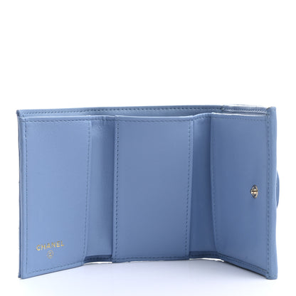 Chanel Lambskin Quilted Double Flap Wallet Light Blue 5 of 8