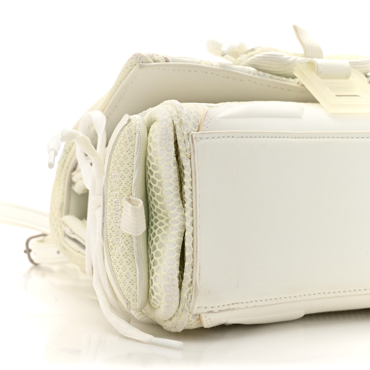 Faux Calfskin Fabric Glow In The Dark Small Sneakerhead Top Handle Bag White