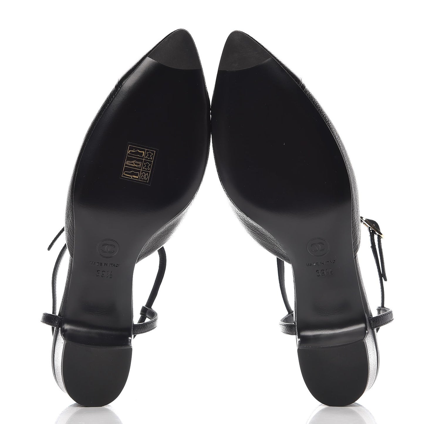 Goatskin Cap Toe CC Slingback Sandals 39.5 Black