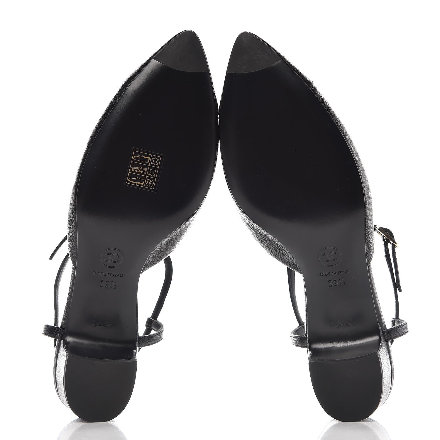 Chanel Goatskin Cap Toe CC Slingback Sandals 39.5 Black 5 of 9