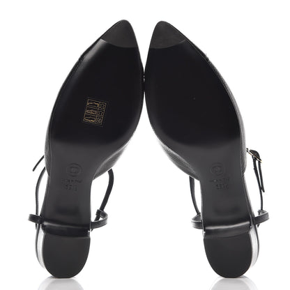 Chanel Goatskin Cap Toe CC Slingback Sandals 39.5 Black 5 of 9