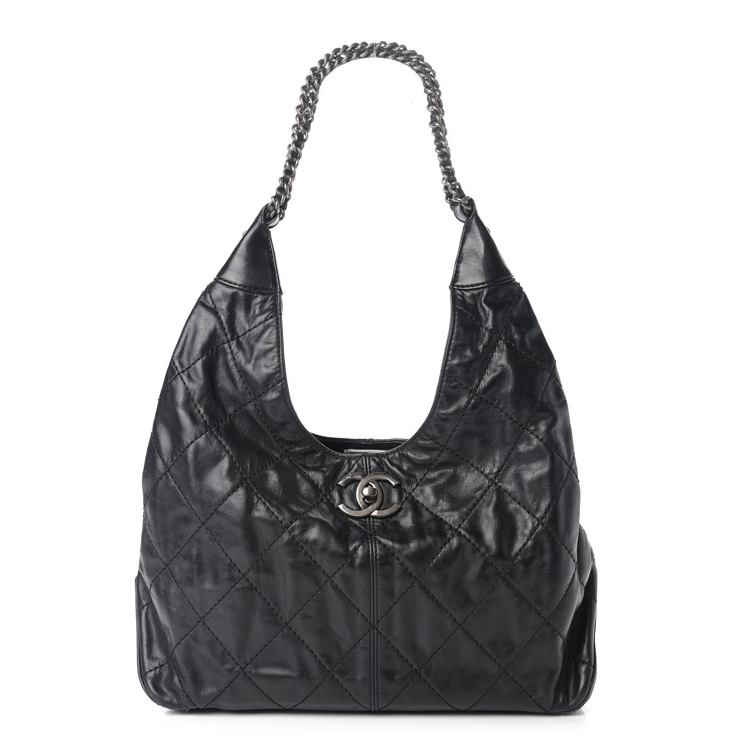 Chanel Aged Calfskin Quilted Coco Supple Hobo Black 1 of 11