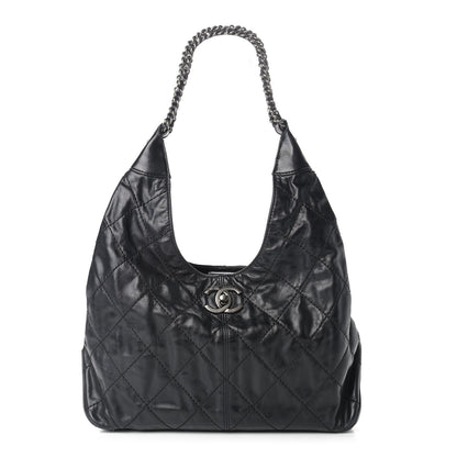 Chanel Aged Calfskin Quilted Coco Supple Hobo Black 1 of 11