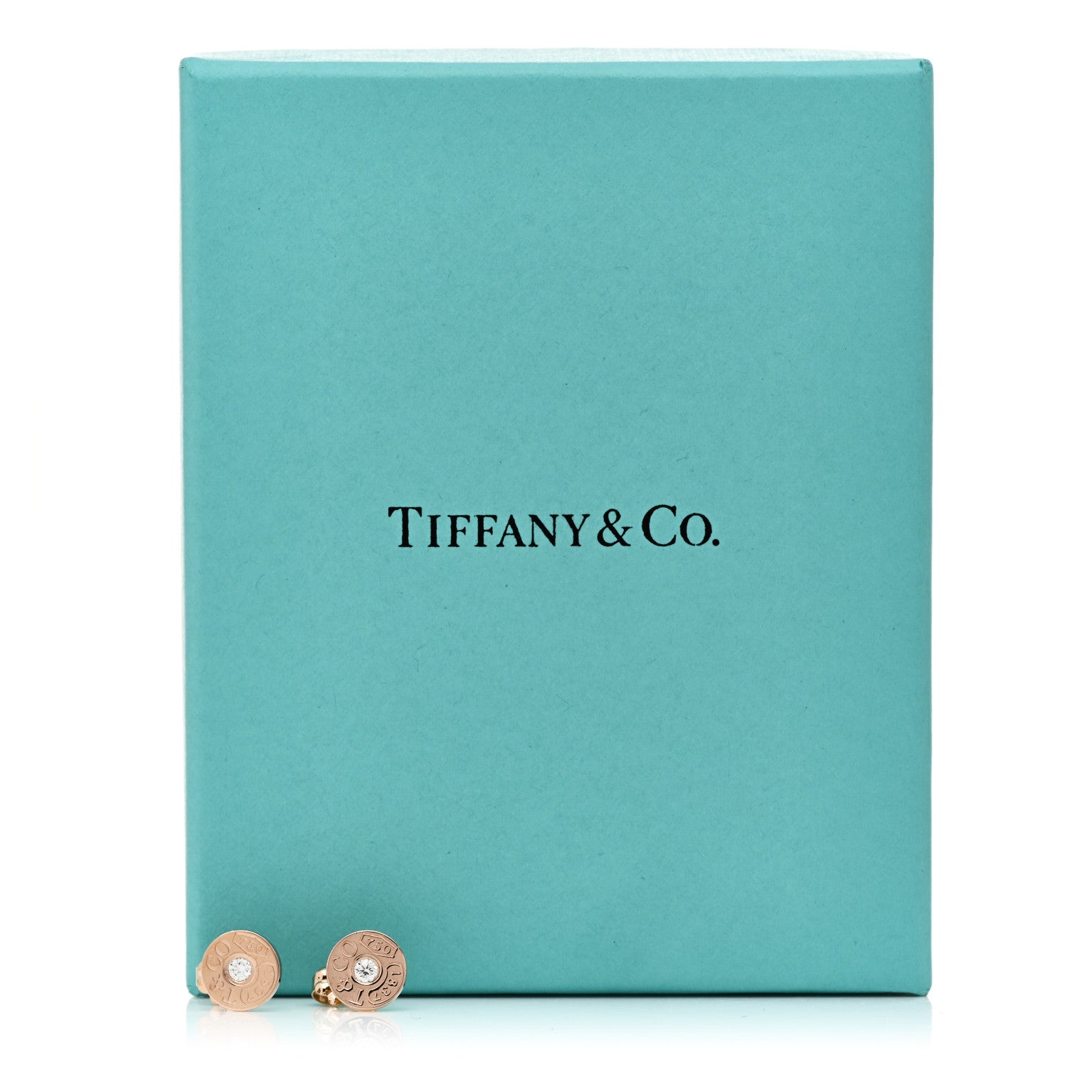Tiffany 18K Rose Gold Diamond 1837 Circle Earrings 5 of 5