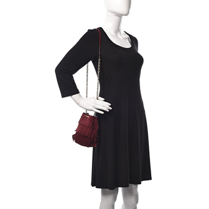 Burberry Suede Fringe Mini Bucket Bag Cherry 2 of 12