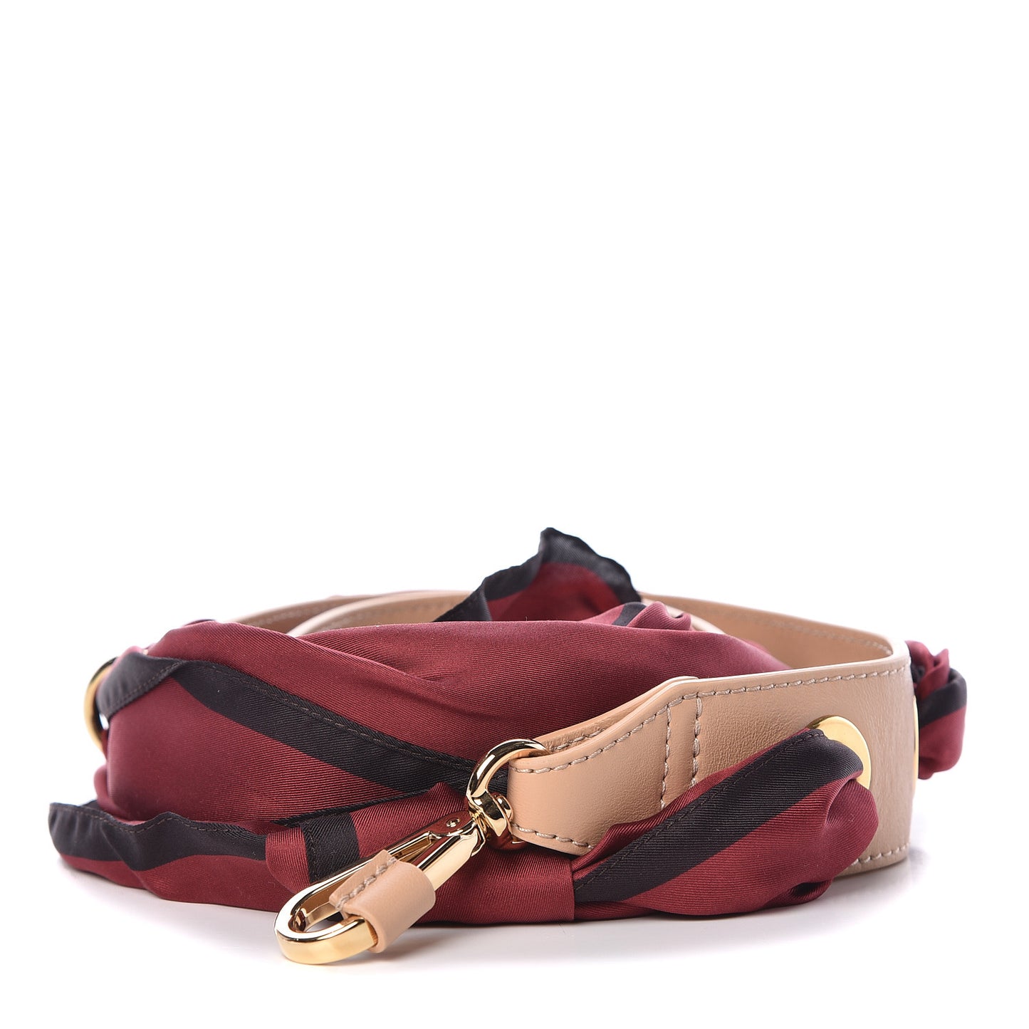 Calfskin Silk Little Horses Scarf Strap Tan