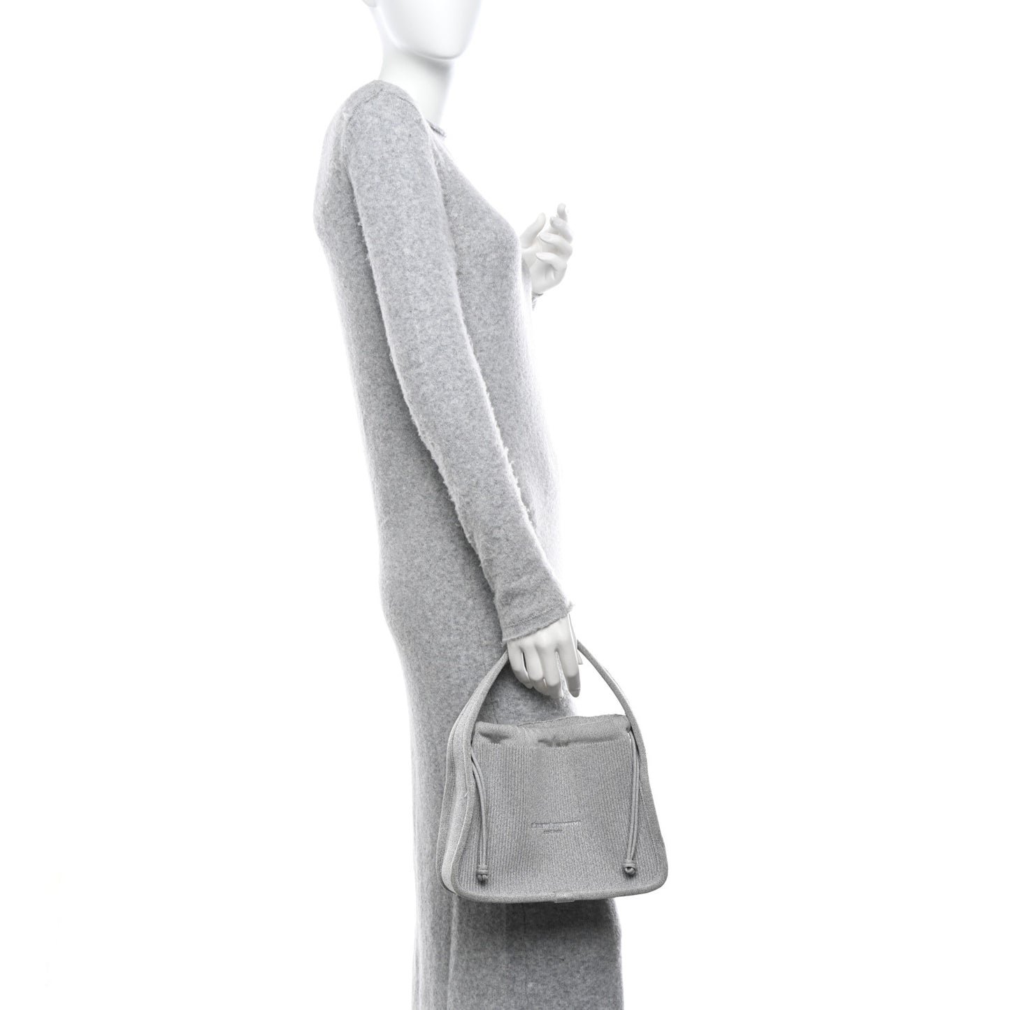 Metallic Ribbed Knit Small Ryan Bag Silver