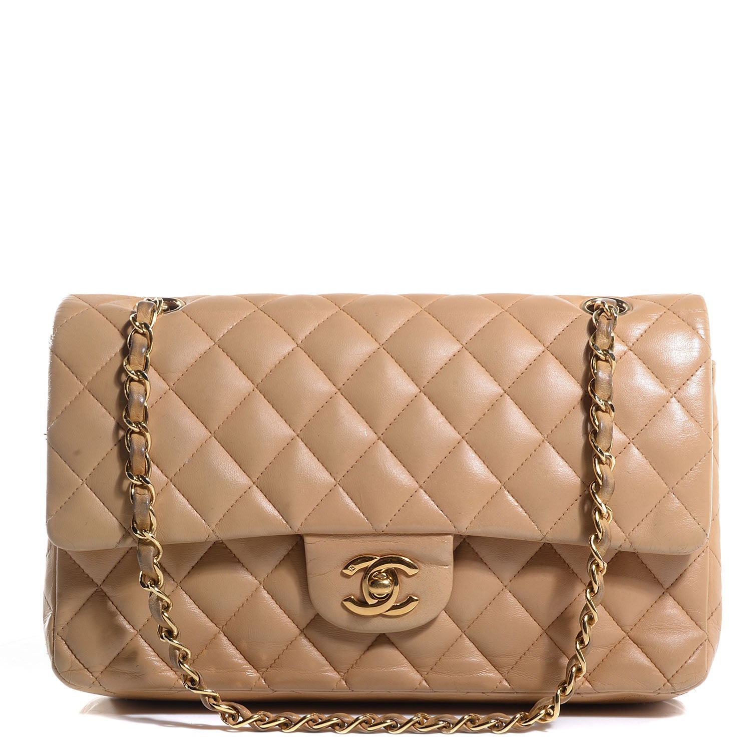 Chanel Lambskin Medium Double Flap Beige 1 of 10