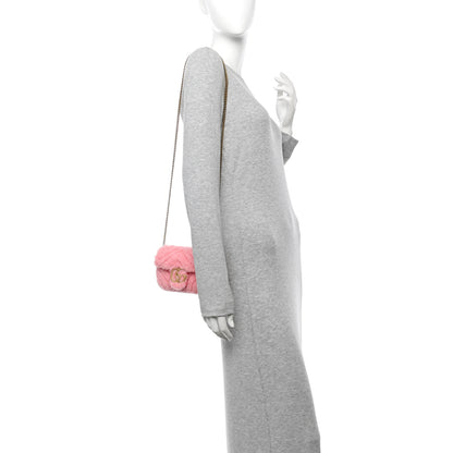 Gucci Shearling Matelasse Super Mini GG Marmont Shoulder Bag Lotus Pink 2 of 11