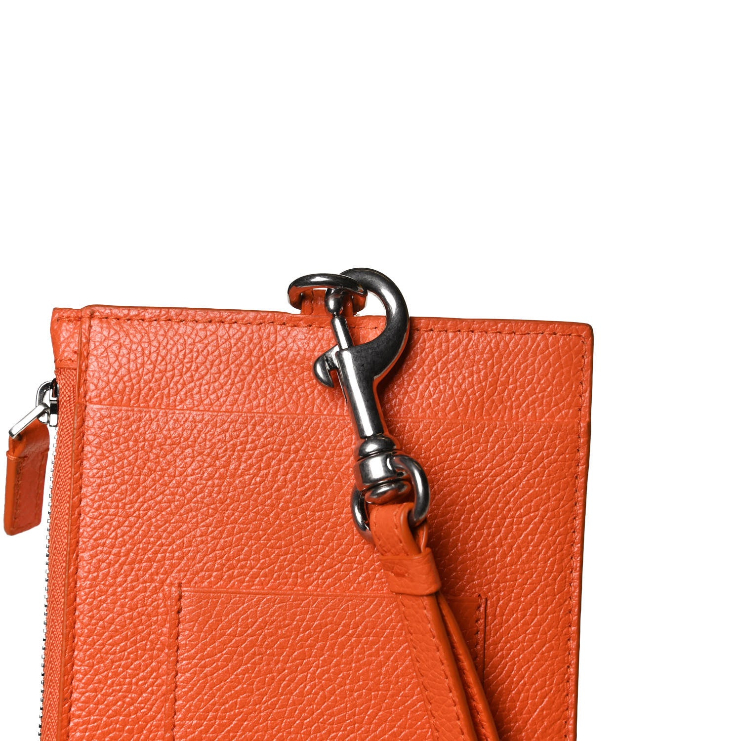 Balenciaga Grained Calfskin Logo Cash Passport Photo ID Zip Holder Fluo Orange Black 10 of 11