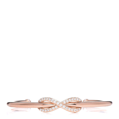 Tiffany 18K Rose Gold Diamond Infinity Cuff Bracelet 1 of 6