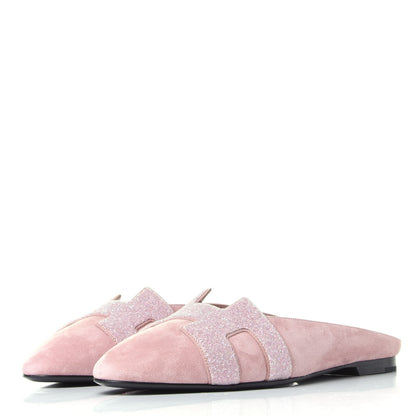 Hermes Suede Goatskin Crystal Roxane Mules 36 Rose 3 of 11