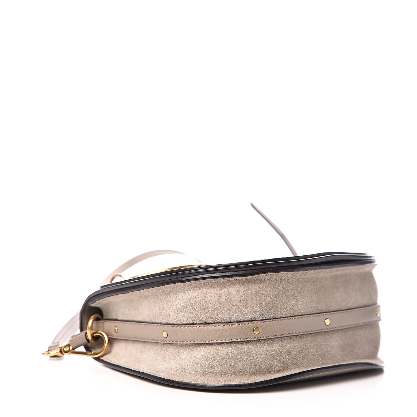 Calfskin Suede Medium Nile Bracelet Bag Motty Grey