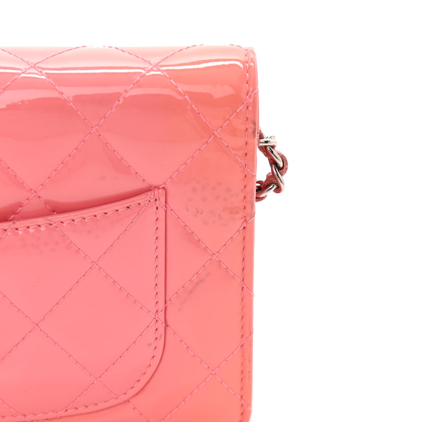 Patent Quilted Wallet On Chain WOC Coral