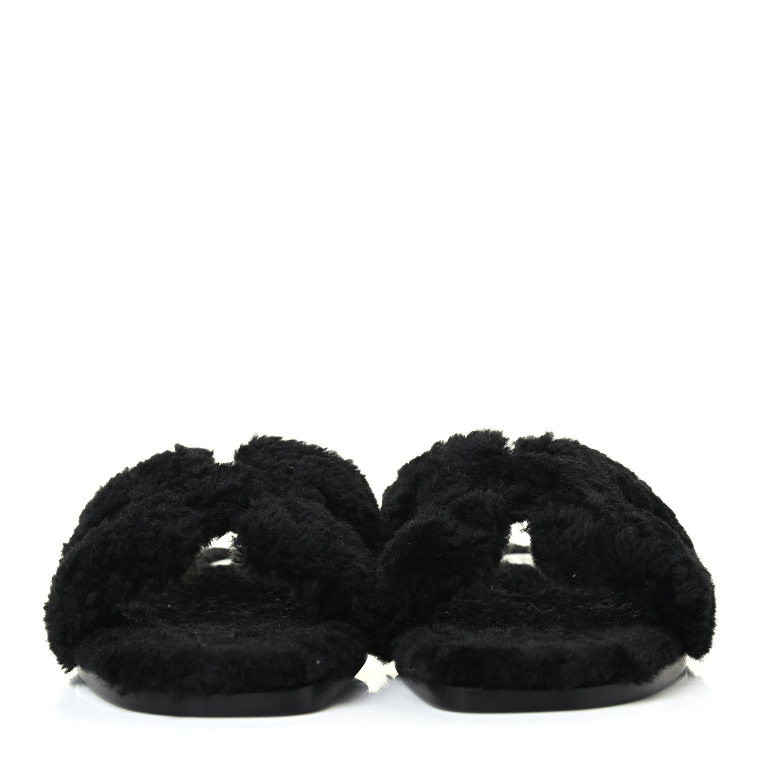 Hermes Woolskin Oran Sandals 37 Black 2 of 4