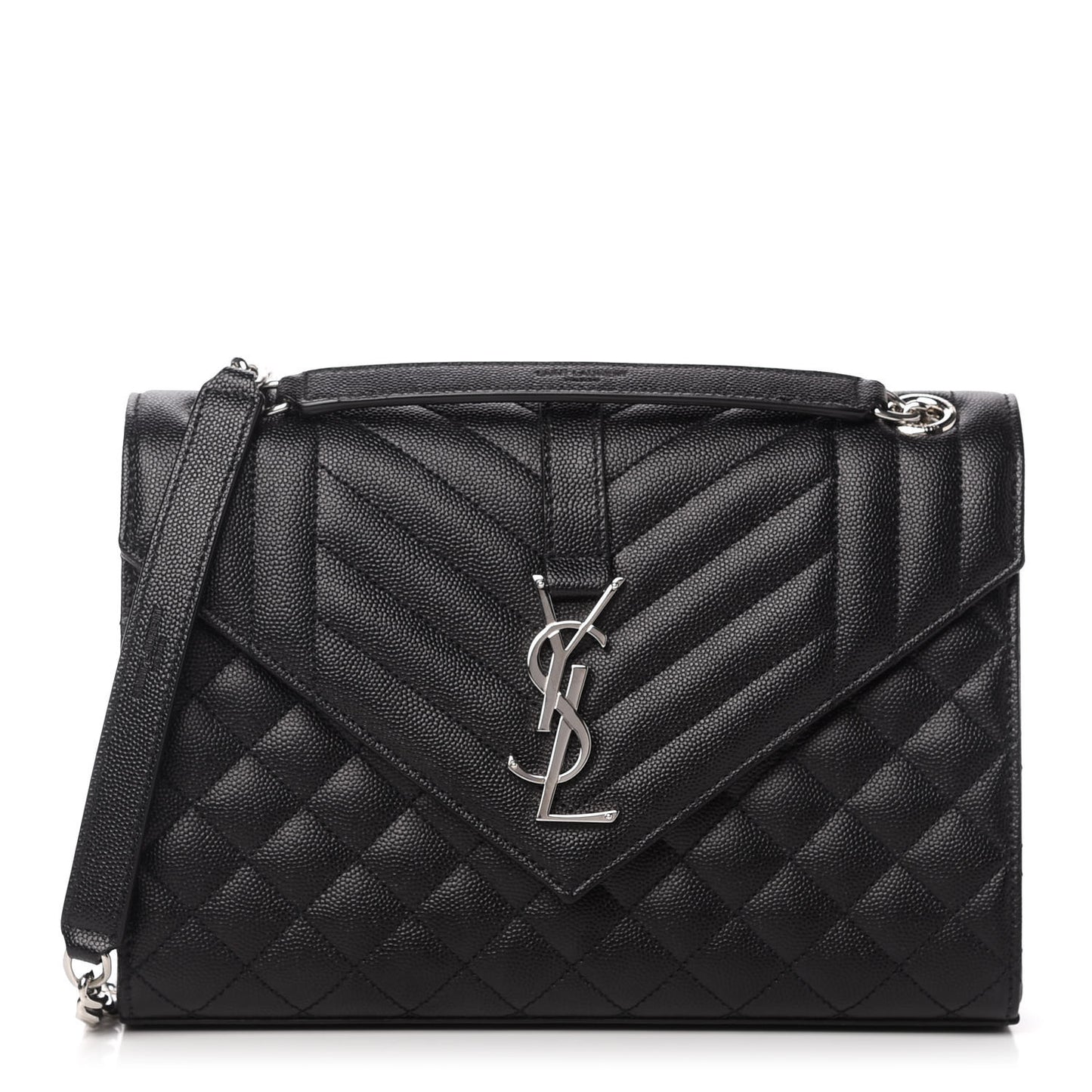 Grain De Poudre Textured Mixed Matelasse Triquilt Medium Monogram Satchel Black