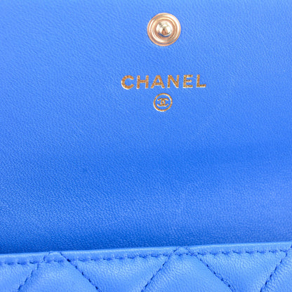 Chanel Lambskin Quilted Boy Flap Wallet Blue 6 of 8