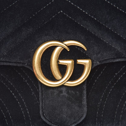 Gucci Velvet Matelasse Mini GG Marmont Shoulder Bag Black 10 of 14