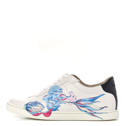 Hermes Calfskin Fantaisie Botanique Womens Quicker Sneakers 37 Multicolor White 1 of 10