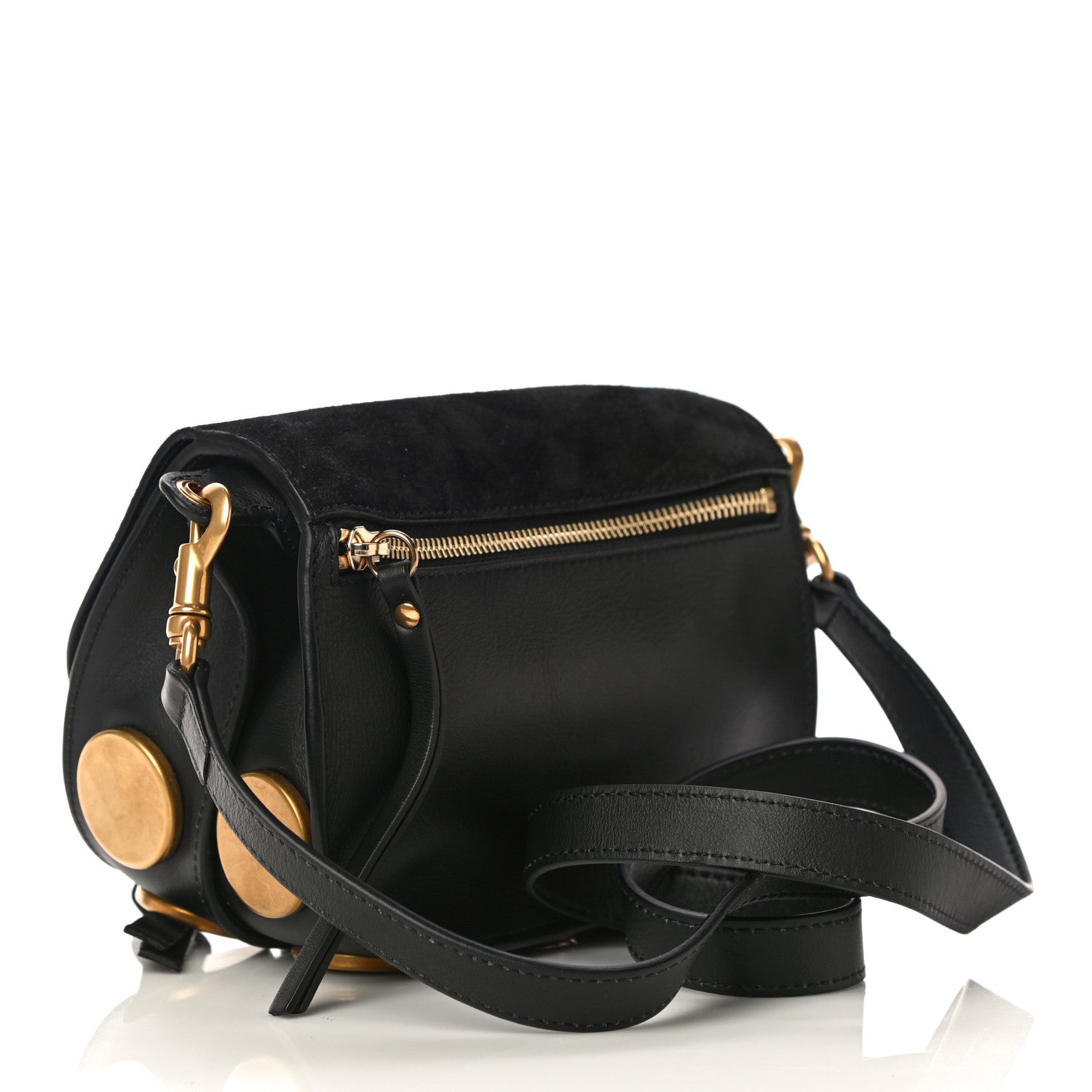 Chloe Suede Smooth Calfskin Mini Kurtis Shoulder Bag Classic Black 3 of 13