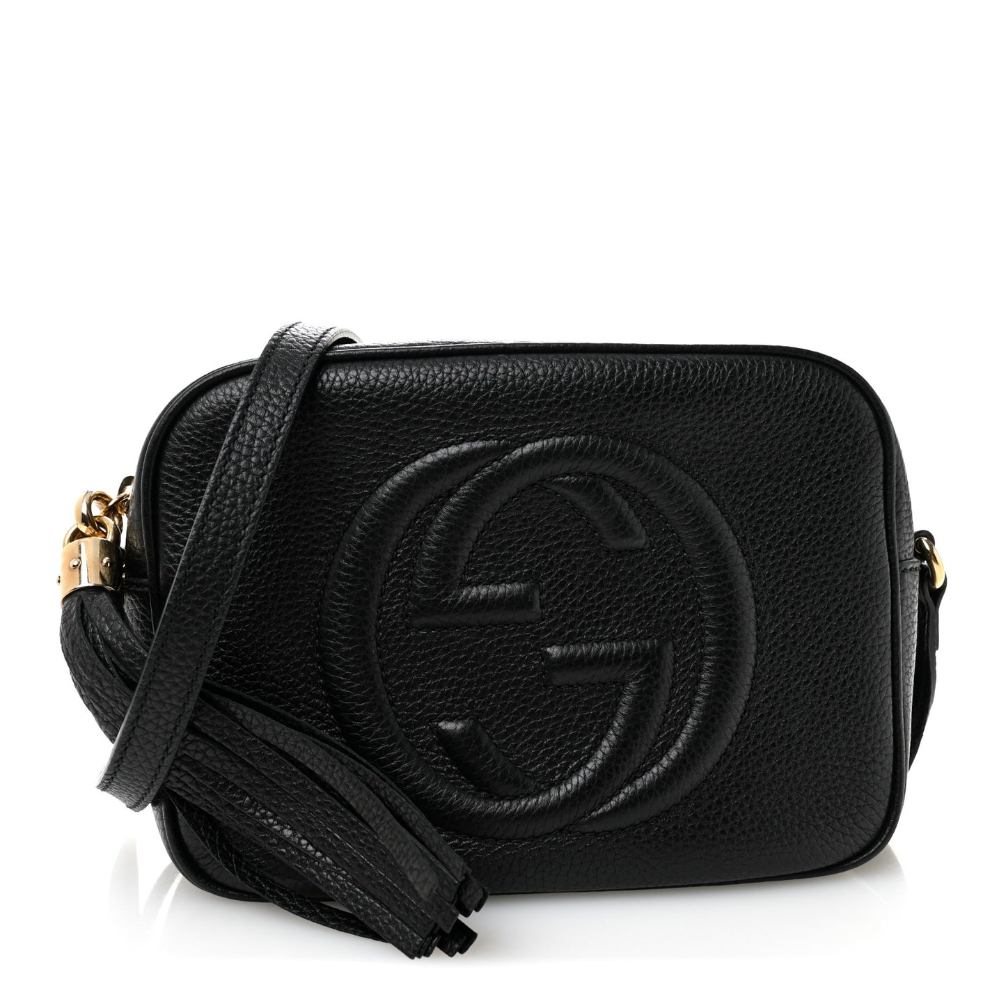 Pebbled Calfskin Small Soho Disco Bag Black