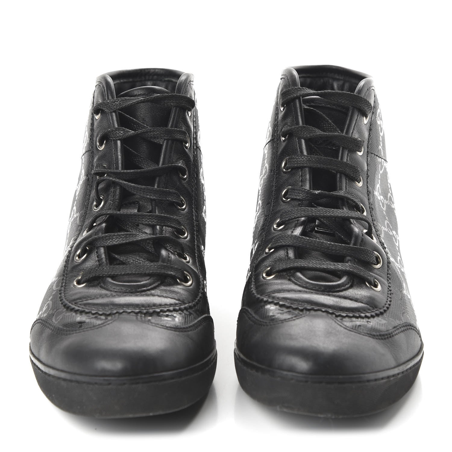 Gucci Imprime Monogram Womens High Top Sneakers 37.5 Black 2 of 8