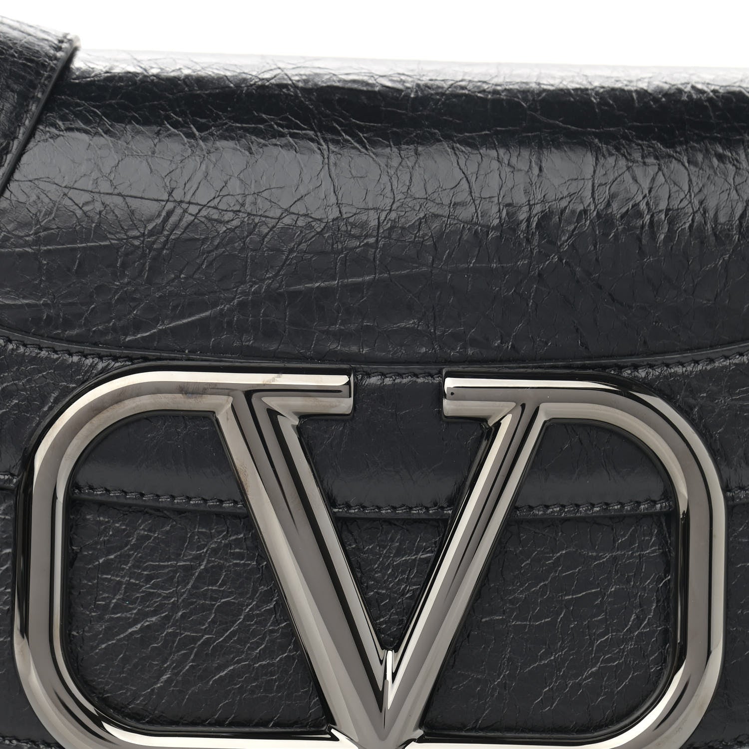 Valentino Garavani Brushed Calfskin Supervee Shoulder Bag Black 7 of 9