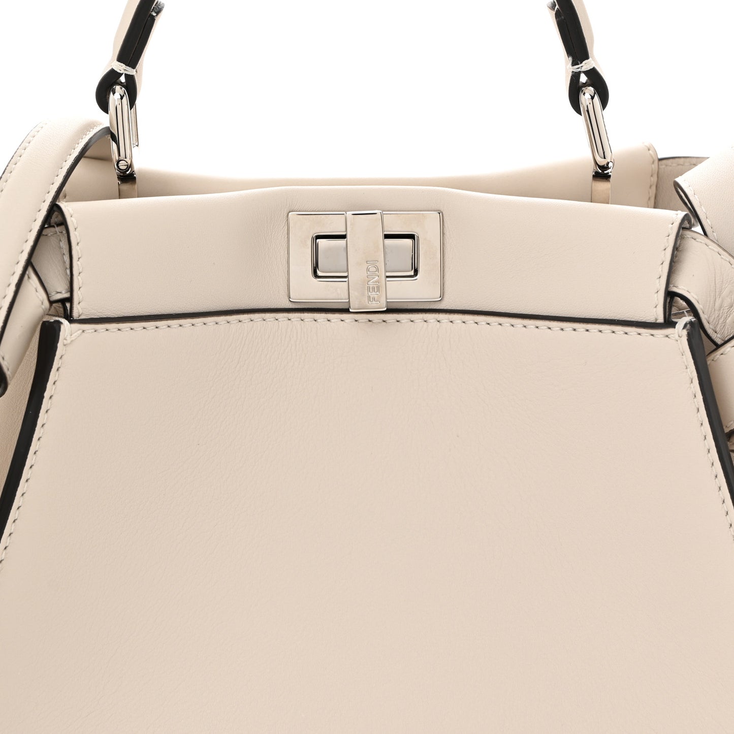 Vitello Seta Suede FF Mini Peekaboo Iconic Satchel Uovo Sigaro Marrone