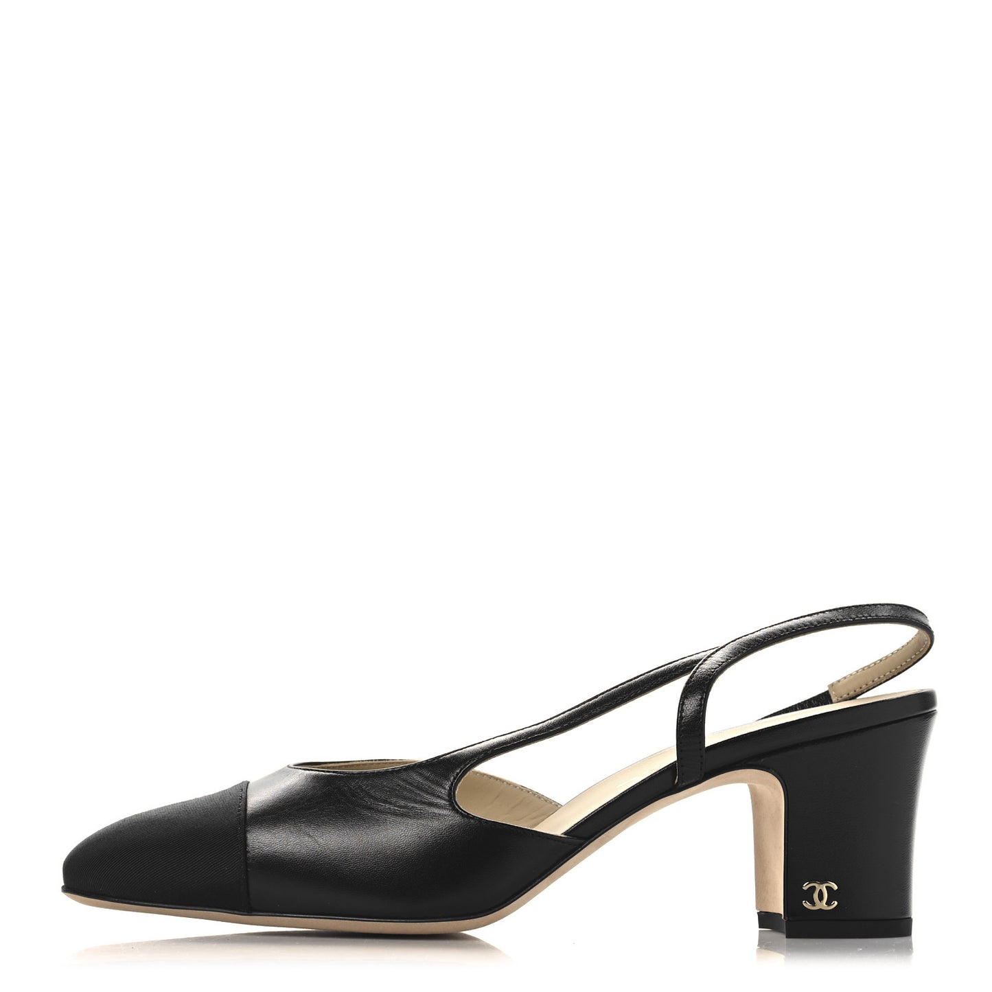 Goatskin Grosgrain Cap Toe CC Slingback Pumps 40 Black