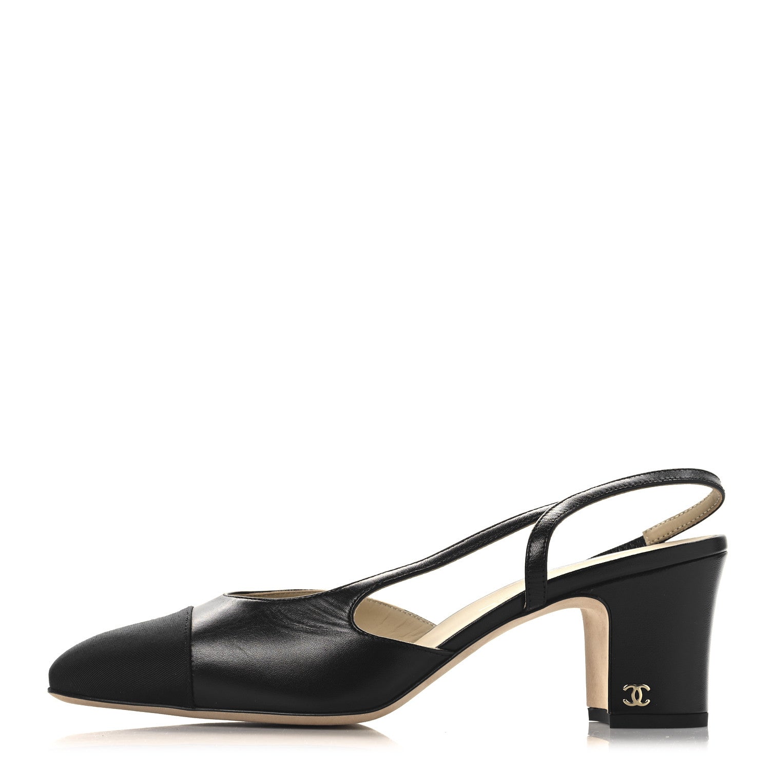 Chanel Goatskin Grosgrain Cap Toe CC Slingback Pumps 40 Black 1 of 10