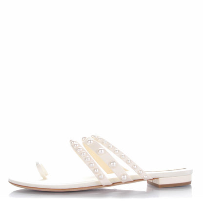 Chanel Lambskin Pearl Sandals 40 White 1 of 10