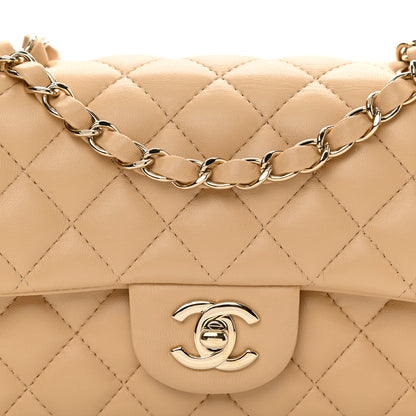 Chanel Lambskin Quilted Mini Rectangular Flap Beige 8 of 10